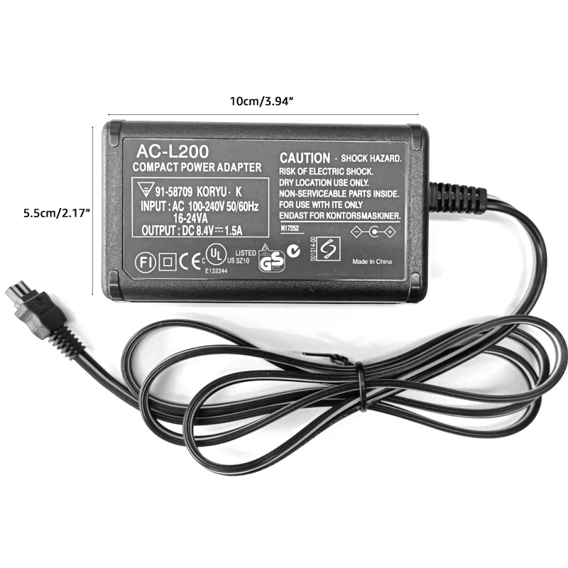 

Durable CameraCharger 100V-240V 8.4V 1.5-1.7A Power Adapter Compatible with AC-L200 L20 L25B Camera Power Supply