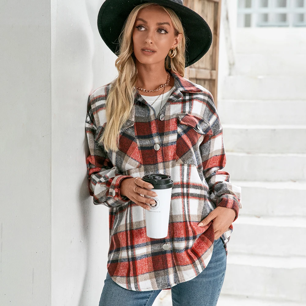 Women Plaid Shirt Jackets Long Sleeve Buttons Loose Tops Outwear Spring Autumn Fashion Vintage Check Thicken Ladies Blouse Coats
Women Plaid Shirt Jackets Long Sleeve Buttons Loose Tops Outwear Spring Autumn Fashion Vintage Check Thicken Ladies Blouse Coats