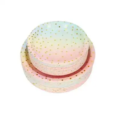 25pcs/lot Wedding Party Decoration Hot Stamping Polka Gradient Dot Paper Plate Disposable Tableware Dessert Plate Happy New Year
25pcs/lot Wedding Party Decoration Hot Stamping Polka Gradient Dot Paper Plate Disposable Tableware Dessert Plate Happy New Year