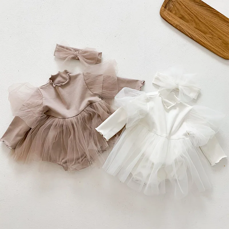 

Милые Боди для маленьких принцесс; Новинка 2021 года; Модная сетчатая юбка в стиле пэчворк для маленьких девочек; Однотонные вечерние комбине...