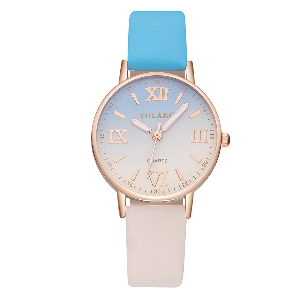 New Korean fashion gradient color belt casual ladies quartz watch simple Roman numeral personality female watch
New Korean fashion gradient color belt casual ladies quartz watch simple Roman numeral personality female watch