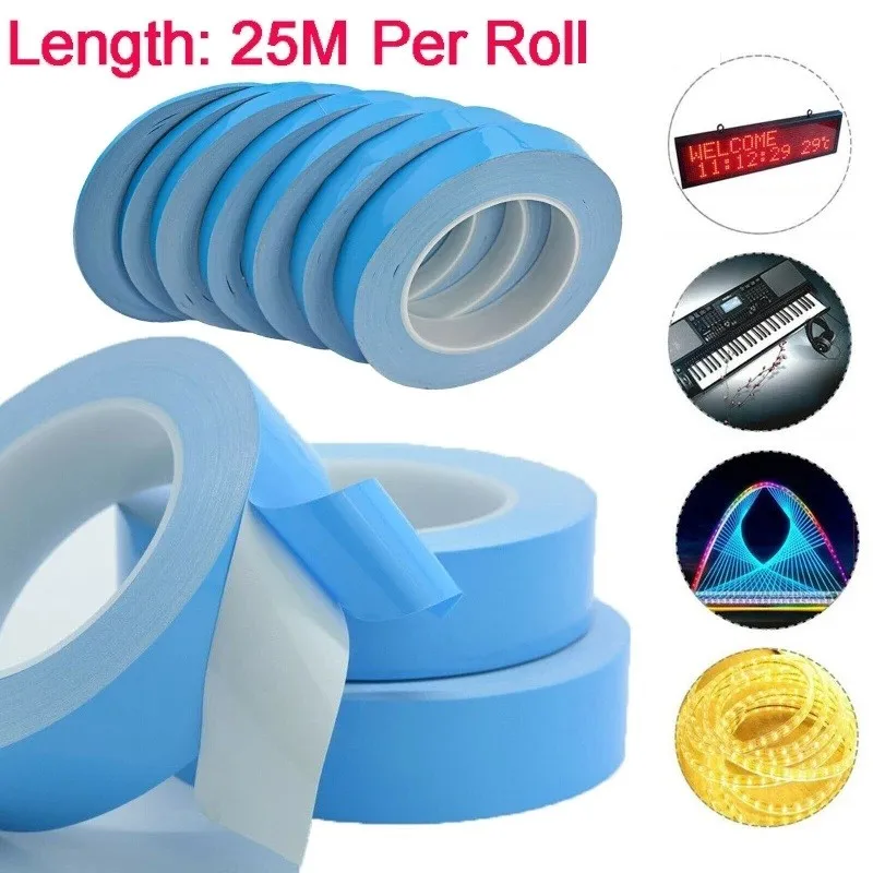 25M Double Double-sided Thermal Conductive Tape Blue Heat Transfer Tape Width 5-30mm Adhesive Tape For Chip PCB LED Strip Heats
25M Double Double-sided Thermal Conductive Tape Blue Heat Transfer Tape Width 5-30mm Adhesive Tape For Chip PCB LED Strip Heats