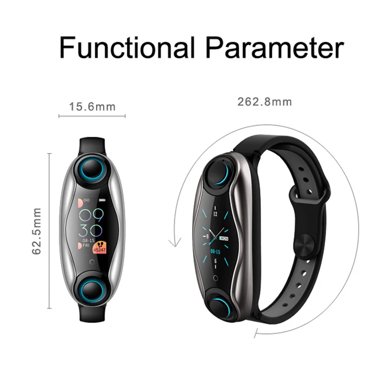 T90 Bluetooth headset smart bracelet Binaural call heart rate and blood pressure real-time monitoring glare Android smartwatch
T90 Bluetooth headset smart bracelet Binaural call heart rate and blood pressure real-time monitoring glare Android smartwatch