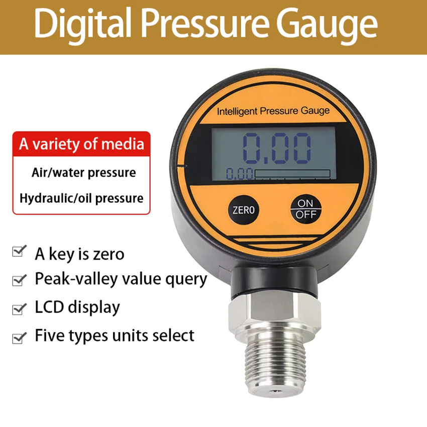 Digital Pressure Gauge Air Water Oil Hydraulic Pressure Test Meter Thread Water Pressure Meter
Digital Pressure Gauge Air Water Oil Hydraulic Pressure Test Meter Thread Water Pressure Meter