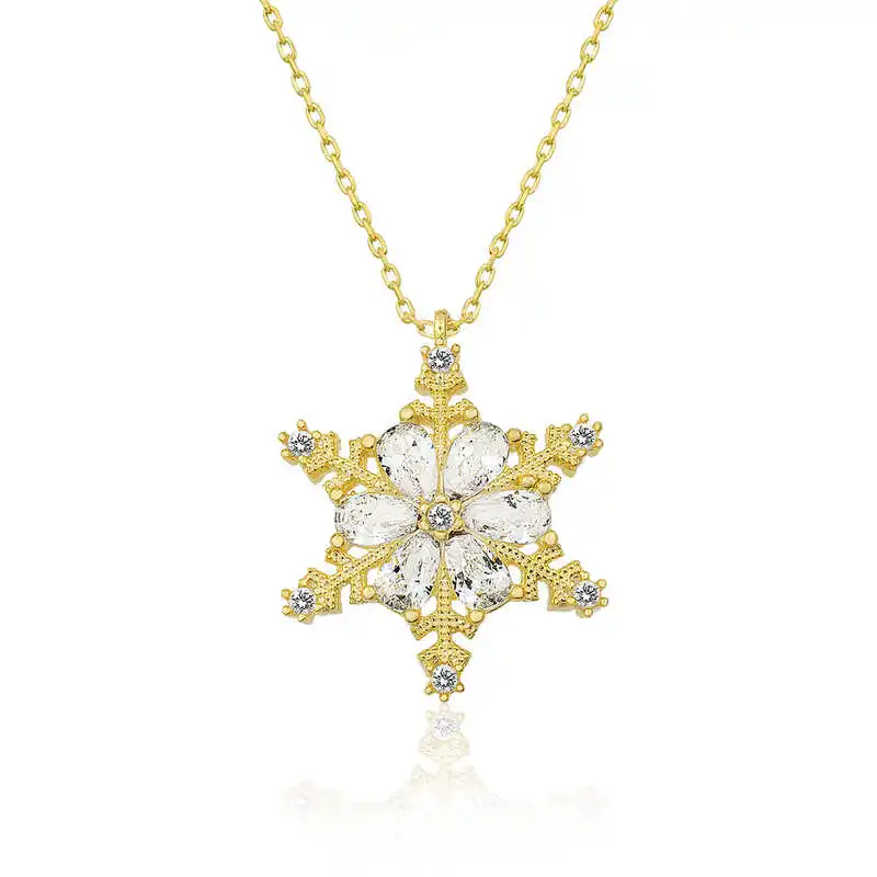 

Настоящее серебро 925 ювелирные изделия цвет серебристый, Золотой со снежным цветком женские Цепочки и ожерелья