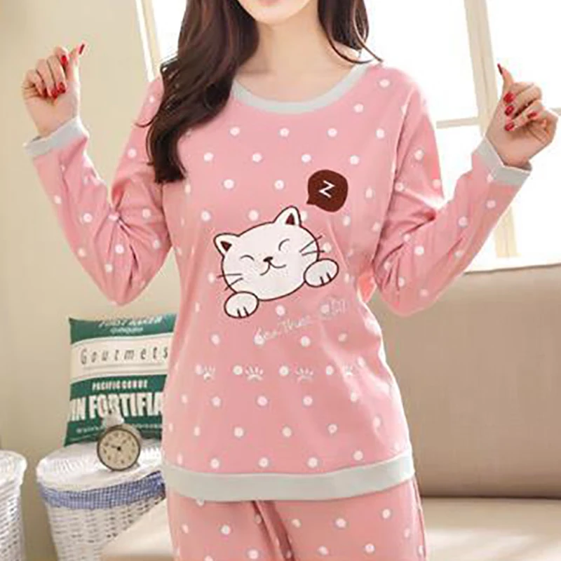 Autumn Winter Cotton Print Women's Pajamas Round Neck Long Sleeve Top Long Pant Pajamas Set Woman Sleepwear Girls Pyjamas Women
Autumn Winter Cotton Print Women's Pajamas Round Neck Long Sleeve Top Long Pant Pajamas Set Woman Sleepwear Girls Pyjamas Women