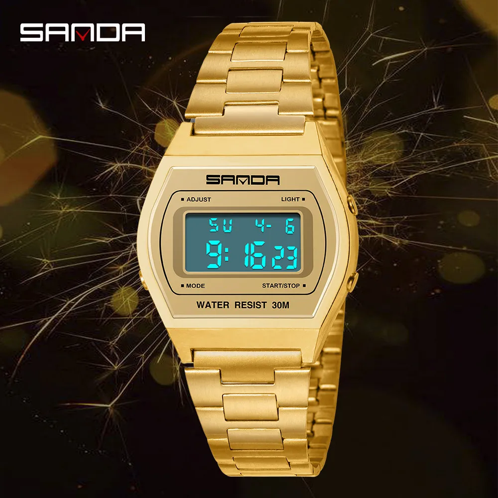 SANDA Gold Steel Band Multifunction 24 Hours Shockproof WaterproofLED Watch Sports Square Electronic Watch Relogio Masculino
SANDA Gold Steel Band Multifunction 24 Hours Shockproof WaterproofLED Watch Sports Square Electronic Watch Relogio Masculino