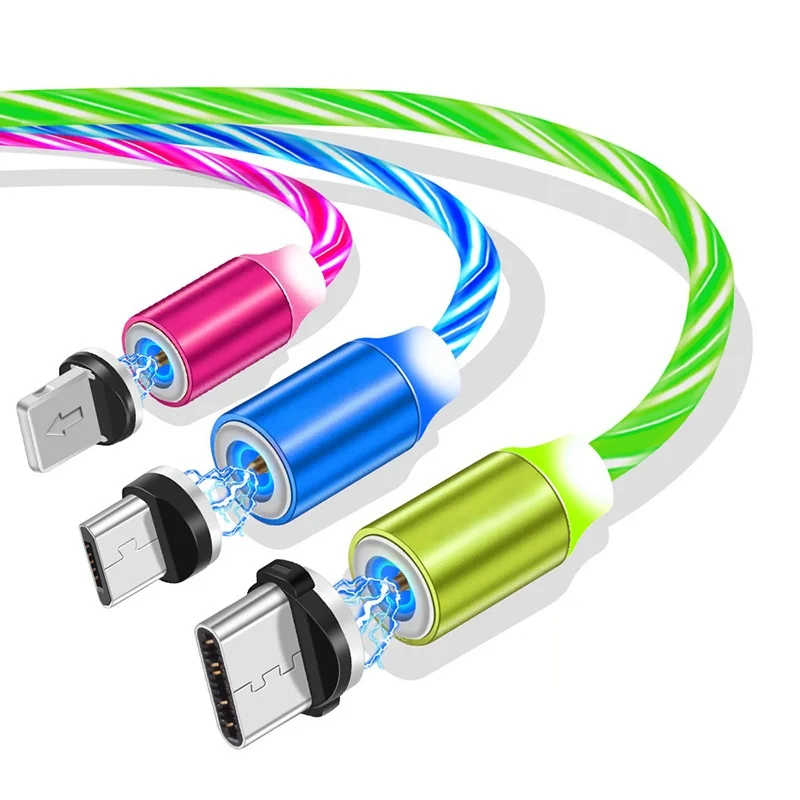 Magnetic Flowing Light LED Cable 3 in 1 Micro USB Magnet Charger Cord for Samsung Type C Xiaomi Mobile Phone Charging
Magnetic Flowing Light LED Cable 3 in 1 Micro USB Magnet Charger Cord for Samsung Type C Xiaomi Mobile Phone Charging