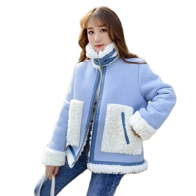 Thick Lamb Wool Coat Female Winter 2021 New Loose Jacket Stitching Women Woolen Overcoat Large Size Outwear Ladies Tops
Thick Lamb Wool Coat Female Winter 2021 New Loose Jacket Stitching Women Woolen Overcoat Large Size Outwear Ladies Tops