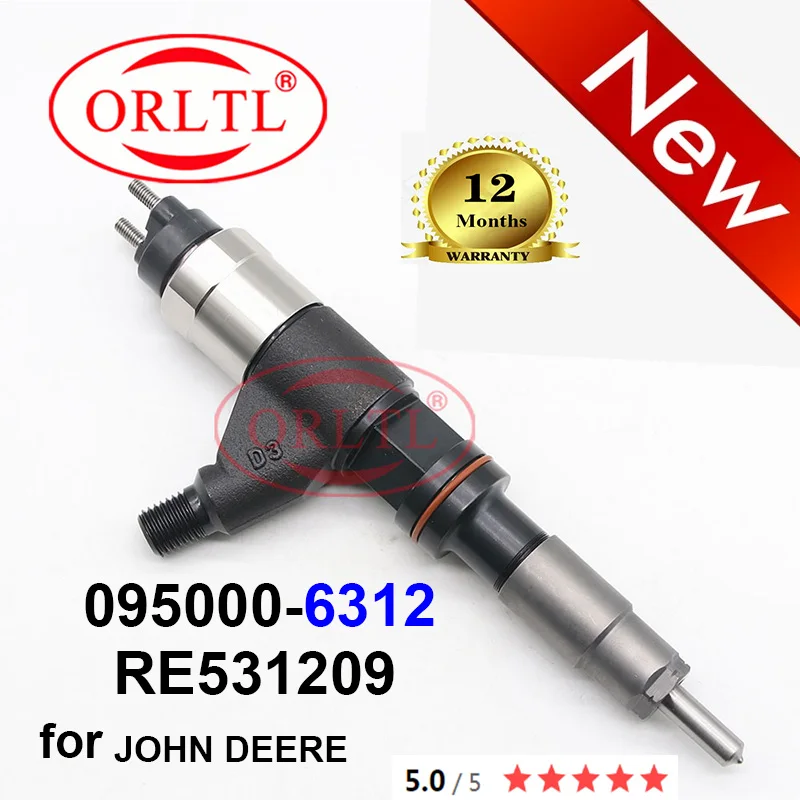 

ORLTL 6312 New Injector RE531209 095000-6312 Auto Fuel Injector 0950006312 for JOHN DEERE 6830 06-11 4V-CR