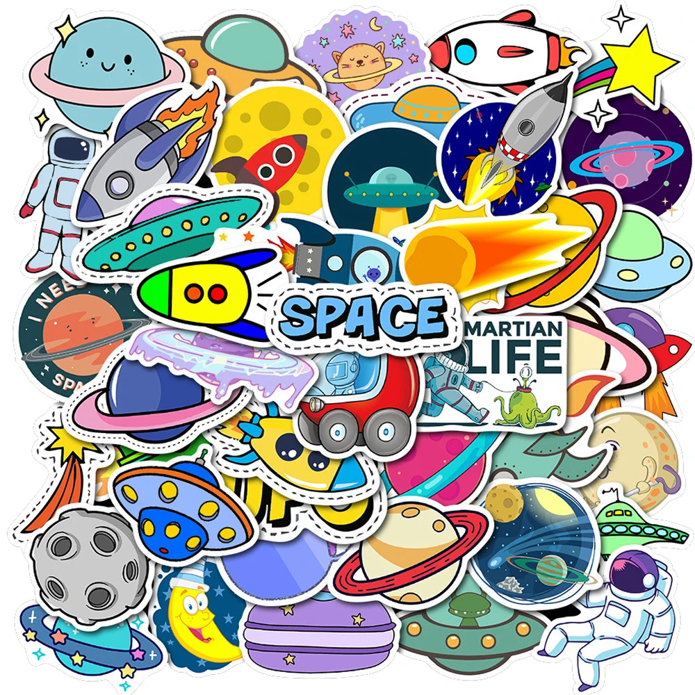 10/30/50PCS UFO Astronaut Space Stickers Aesthetic Laptop Luggage Water Bottle Waterproof Graffiti Decal Sticker Packs Kid Toy
10/30/50PCS UFO Astronaut Space Stickers Aesthetic Laptop Luggage Water Bottle Waterproof Graffiti Decal Sticker Packs Kid Toy