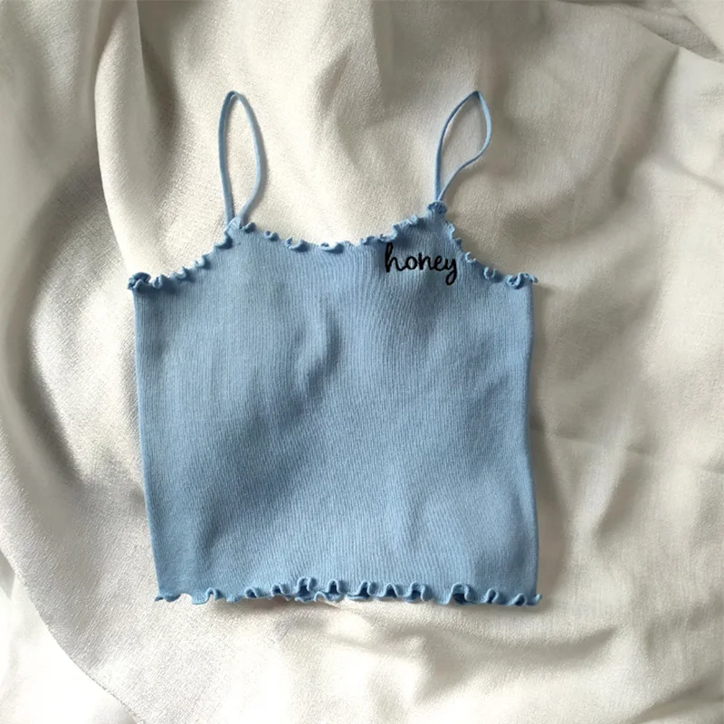 HELIAR Women Lettering "Honey" Crop Tops Summer Women Knitted Tank Tops Ruffles Hem Women Plain Crop Tops 2021 Summer
HELIAR Women Lettering "Honey" Crop Tops Summer Women Knitted Tank Tops Ruffles Hem Women Plain Crop Tops 2021 Summer