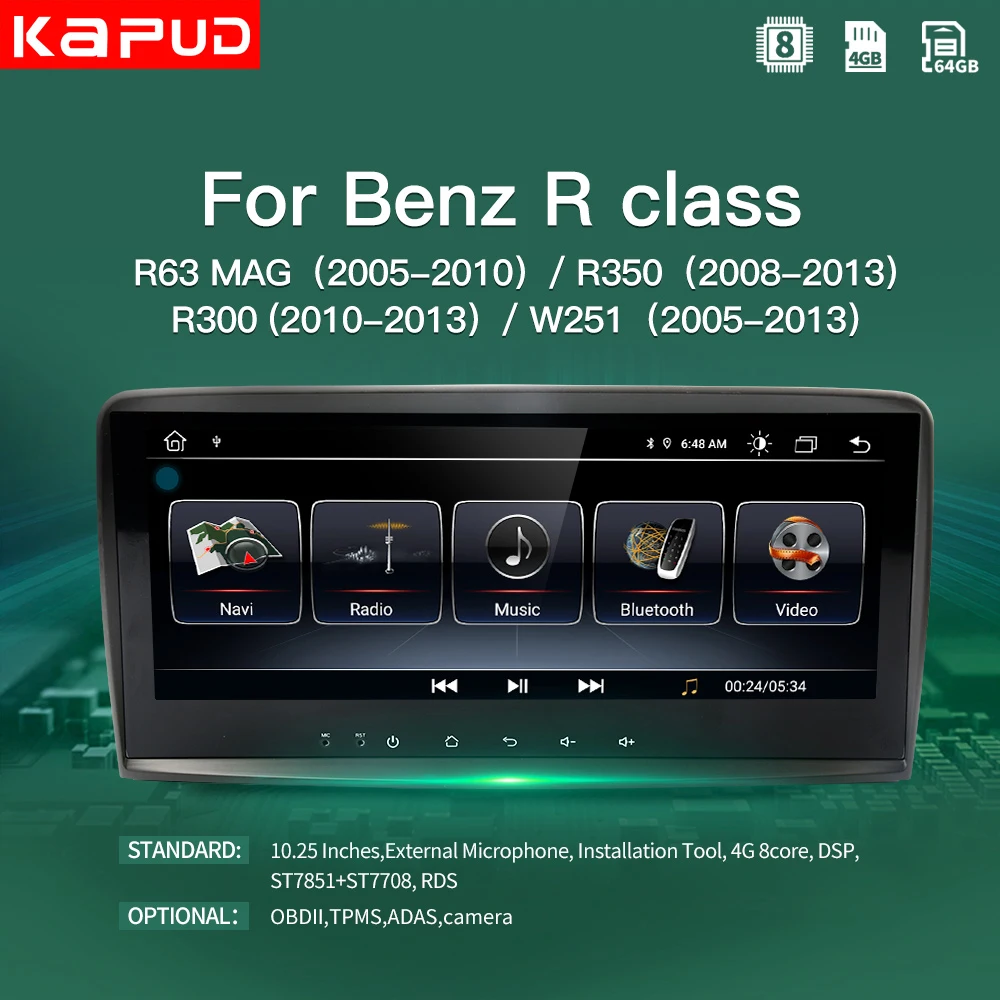 Kapud 10.25''Car Radio Android 10.0 Multimedia Video Player Navigation GPS No DVD For Benz R Class/R63MAG/R350/R300/W251 Stereo
Kapud 10.25''Car Radio Android 10.0 Multimedia Video Player Navigation GPS No DVD For Benz R Class/R63MAG/R350/R300/W251 Stereo