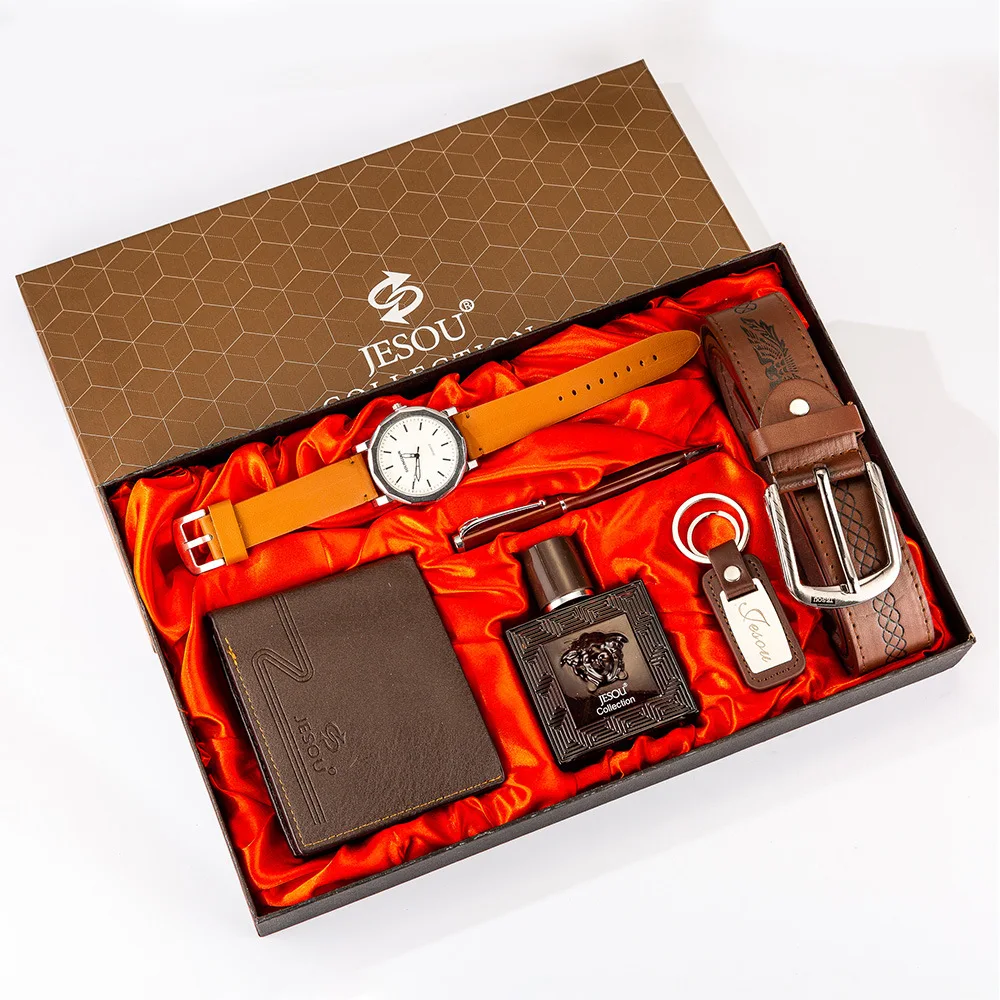Boutique gift set belt + wallet + perfume bottle + key chain + large dial quartz watch + pen
Boutique gift set belt + wallet + perfume bottle + key chain + large dial quartz watch + pen