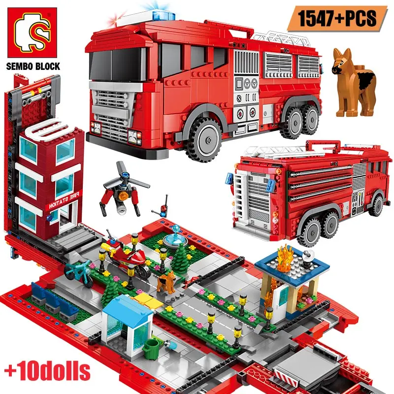 SEMBO 1547pcs City Police Fire Station Truck Deform Street View Building Blocks Fireman Figures Bricks Education Toys for Boys 
SEMBO 1547pcs City Police Fire Station Truck Deform Street View Building Blocks Fireman Figures Bricks Education Toys for Boys