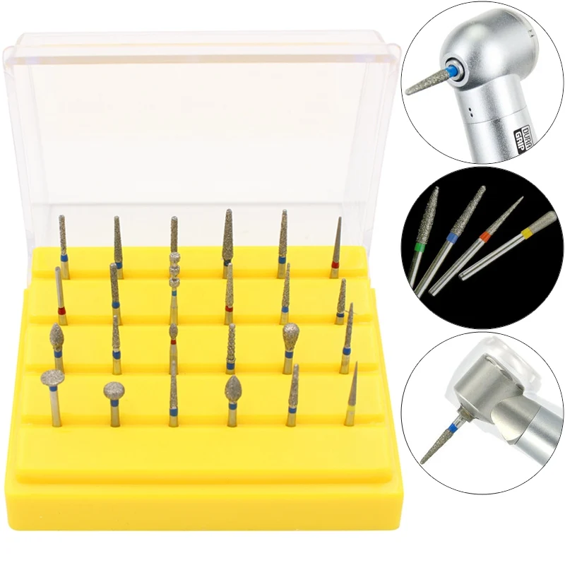 

24Pcs Dental FG Diamond Burs Drills For High Speed Handpiece Polishing Teeth Polisher With Bur Box Dia.1.6mm Dentist Tools