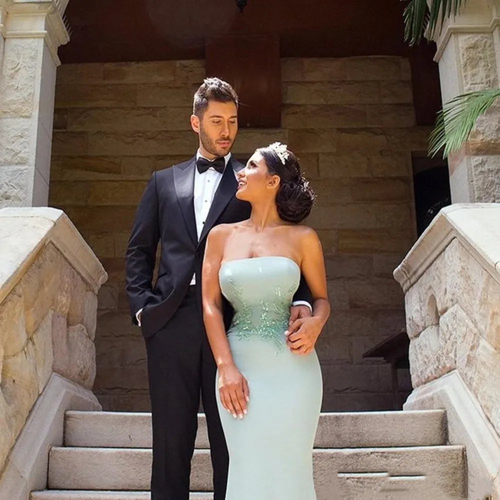 Long Mermaid Bridesmaid Dresses with Applique Detachable Train Strapless Zipper Back Dress robe de soirée femme فساتين السهرة 22 
Long Mermaid Bridesmaid Dresses with Applique Detachable Train Strapless Zipper Back Dress robe de soirée femme فساتين السهرة 22