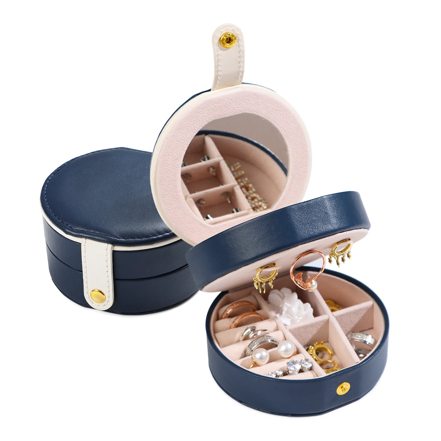 Women Small Travel Jewelry Organizer Box With Mirror Portable 4-Layer PU Leather Case Mini Display Holder for Necklace Earring 
Women Small Travel Jewelry Organizer Box With Mirror Portable 4-Layer PU Leather Case Mini Display Holder for Necklace Earring