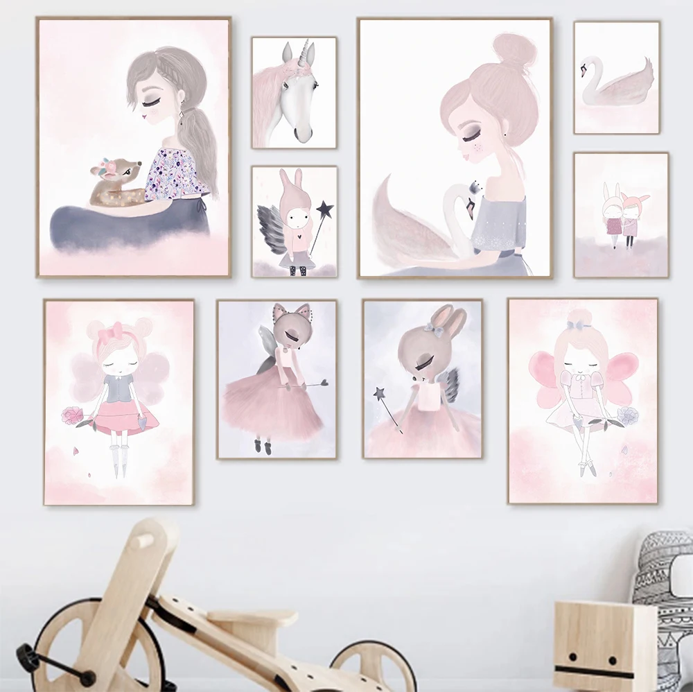 Unicorn Swan Canvas Painting Mural Poster Cute Girly Poster Pink Nordic Printed Wall Children's Room Picture Decoration
Unicorn Swan Canvas Painting Mural Poster Cute Girly Poster Pink Nordic Printed Wall Children's Room Picture Decoration