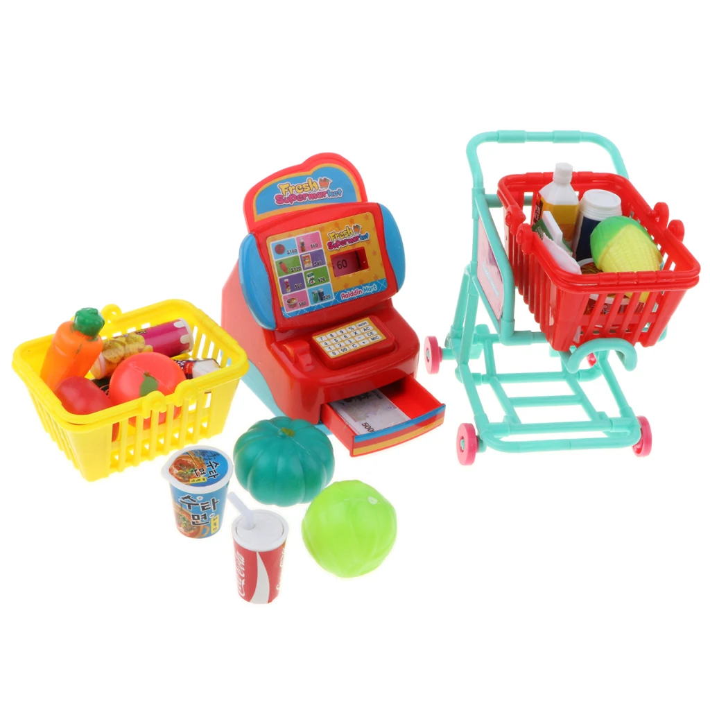 Pretend Play Supermarket Set, Cash Register Playset with Cart and Foods Educational Toy Set for Kids
Pretend Play Supermarket Set, Cash Register Playset with Cart and Foods Educational Toy Set for Kids