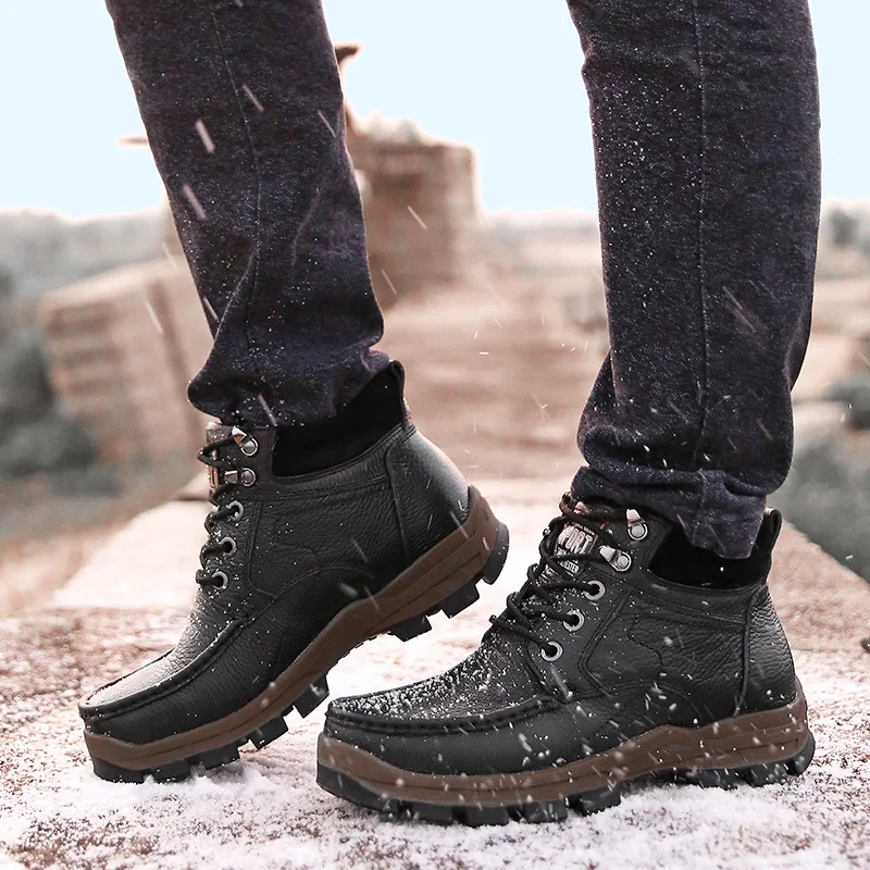 Cow genuine Leather Men winter Boots Lace-Up Keep Warm Plush Snow Boots outdoor fashion Motorcycle Ankle Boots Men Shoes
Cow genuine Leather Men winter Boots Lace-Up Keep Warm Plush Snow Boots outdoor fashion Motorcycle Ankle Boots Men Shoes