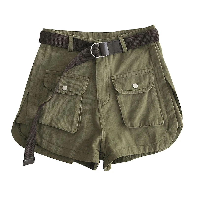 Summer New Fashion Tooling Pockets Carefully Machine Slit High Waist Wide Leg Shorts Women with Belt 
Summer New Fashion Tooling Pockets Carefully Machine Slit High Waist Wide Leg Shorts Women with Belt