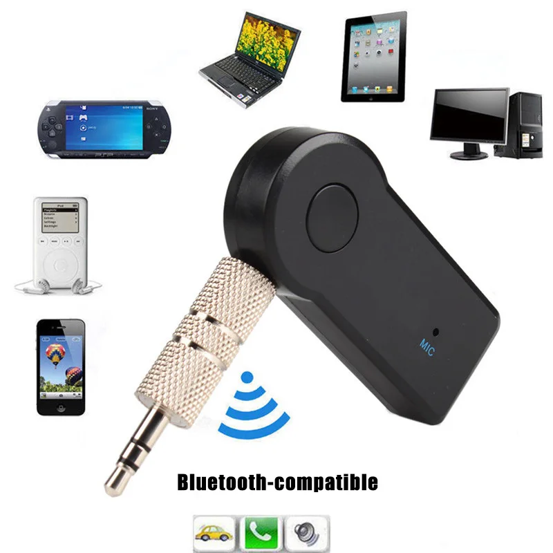 

Беспроводной Bluetooth-ресивер, динамик, громкая связь, Bluetooth, AUX, 3,5 мм, аудио, автомобильный комплект, музыкальный ресивер для Iphone, авто