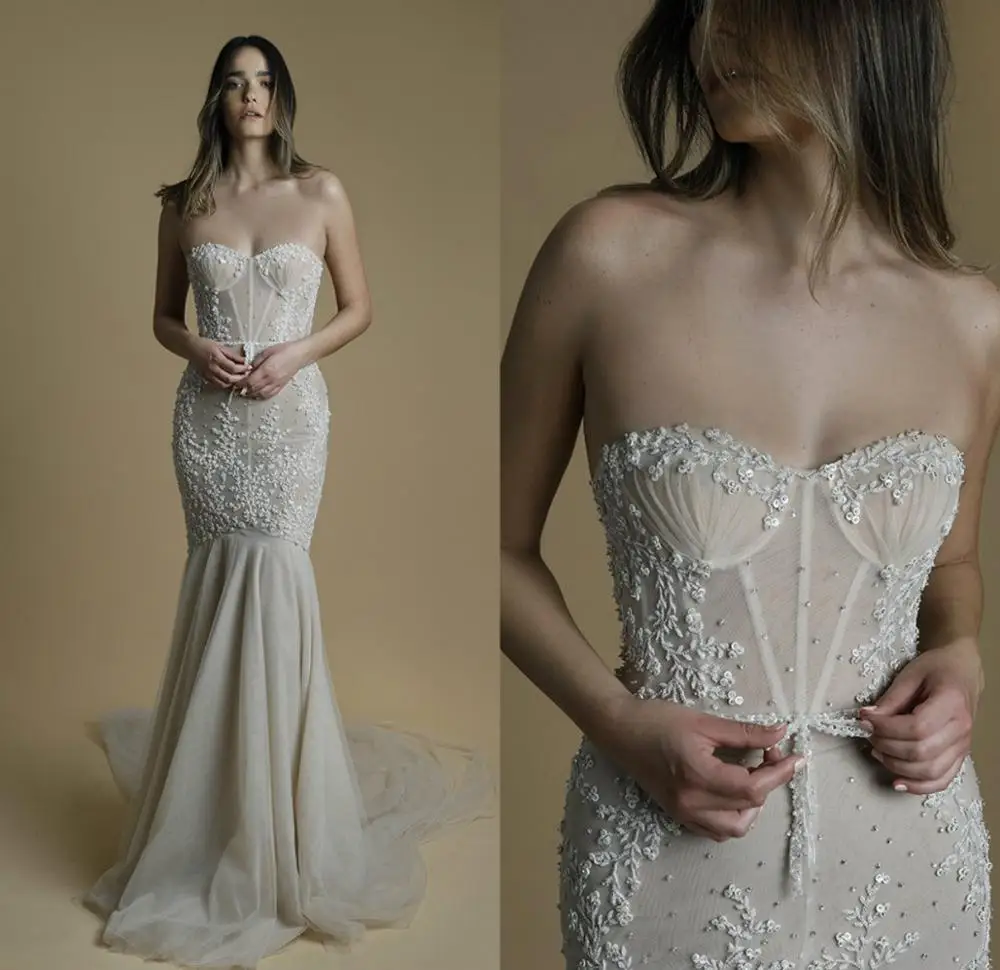 2021 Mermaid Wedding Dresses Sexy Strapless 3D Floral Lace Appliques Wedding Dress Sweep Train Bridal Gowns vestidos de novia 
2021 Mermaid Wedding Dresses Sexy Strapless 3D Floral Lace Appliques Wedding Dress Sweep Train Bridal Gowns vestidos de novia