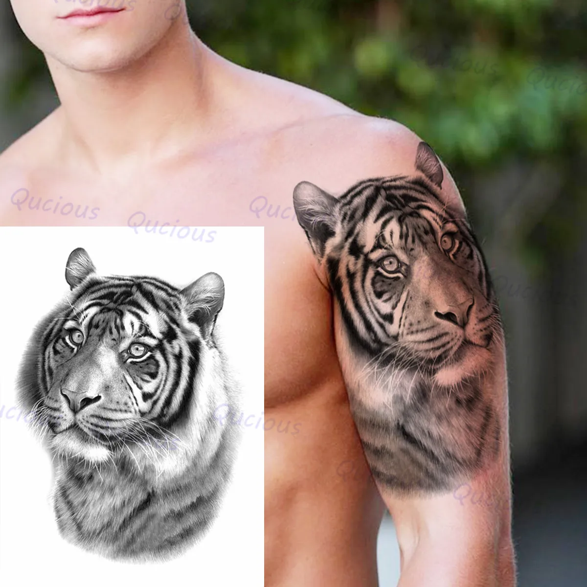Black Skull Temporary Tattoos For Women Men Rose Tiger Dragon Geometry Fake Tattoo Sticker Body Art Painting Half Sleeve Tatoos | Красота и
