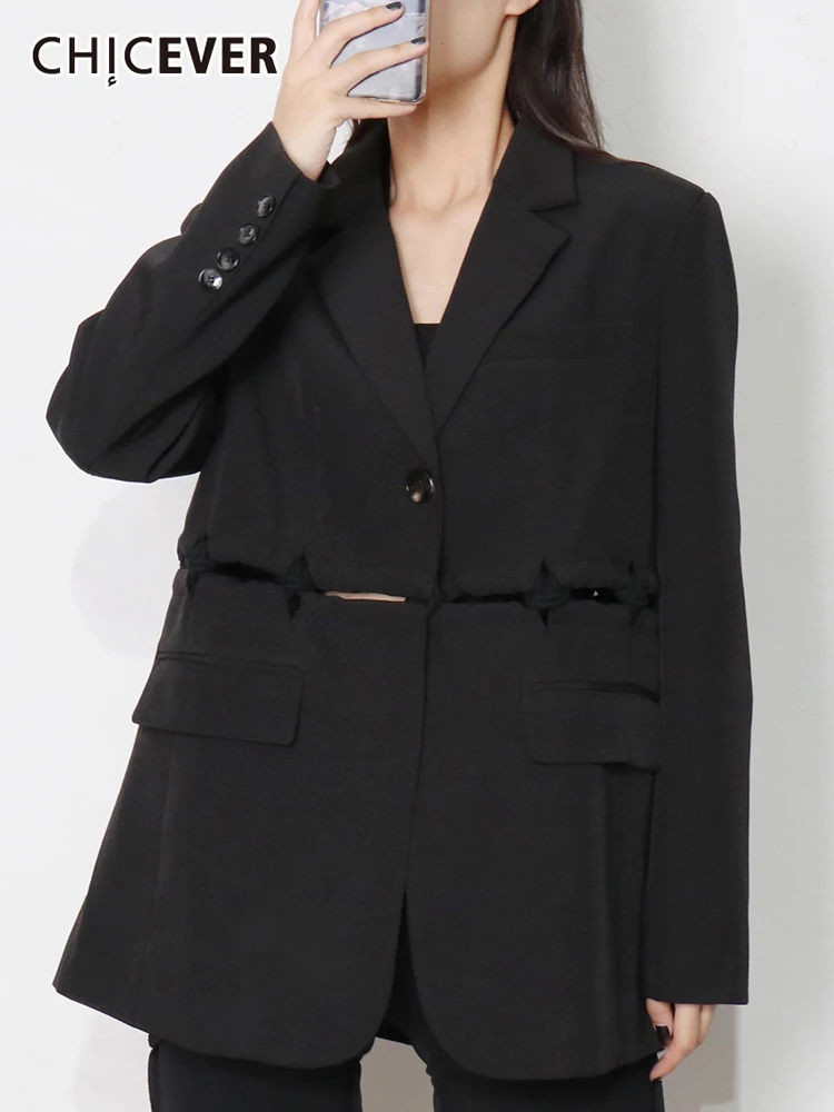 CHICEVER Temperament Cut Out Blazer For Women Notched Collar Long Sleeve Casual Black Blazers Female Fashion New Clothing 2021
CHICEVER Temperament Cut Out Blazer For Women Notched Collar Long Sleeve Casual Black Blazers Female Fashion New Clothing 2021
