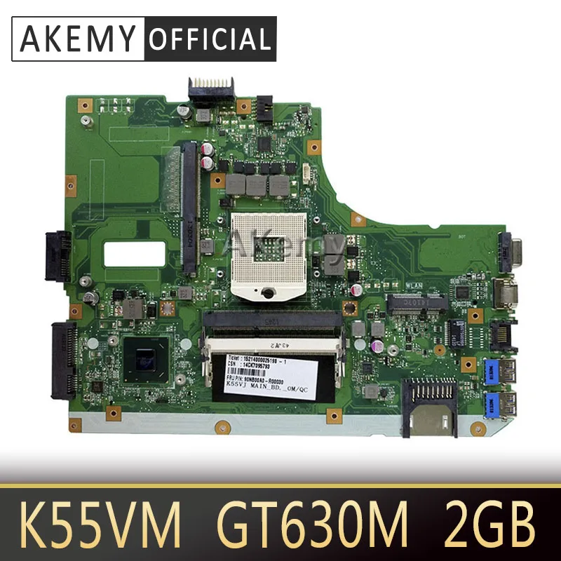 Akemy K55VM laptop motherboard For ASUS A55V K55V K55VM K55VJ Mainboard REV2.2/2.0 Support Geforce GT630 2G 100% tested
Akemy K55VM laptop motherboard For ASUS A55V K55V K55VM K55VJ Mainboard REV2.2/2.0 Support Geforce GT630 2G 100% tested