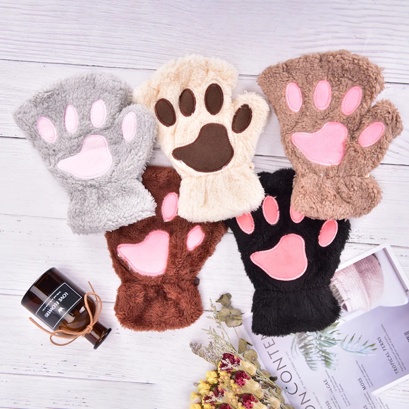 Winter Women Cute Cat Claw Paw Plush Mittens Short Fingerless Gloves Half Finger Gloves
Winter Women Cute Cat Claw Paw Plush Mittens Short Fingerless Gloves Half Finger Gloves