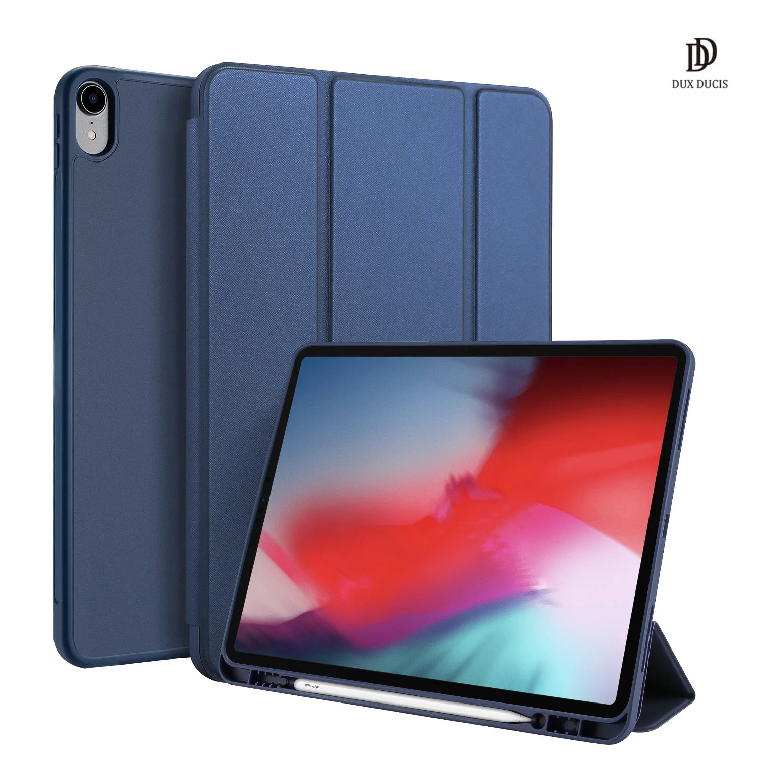 

Tablet Leather Case For iPad Pro 12.9 2018 Smart Sleep Wake DUX DUCIS OSOM Series with Pencil Holder Trifold Stand Clear Back