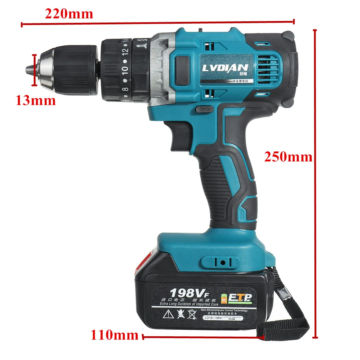 3 In 1 198VF Cordless Electric Drill 2-Speed Impact Hammer Drill Screwdriver With 1X Rechargeable Lithium-Ion Battery Power Tool
3 In 1 198VF Cordless Electric Drill 2-Speed Impact Hammer Drill Screwdriver With 1X Rechargeable Lithium-Ion Battery Power Tool