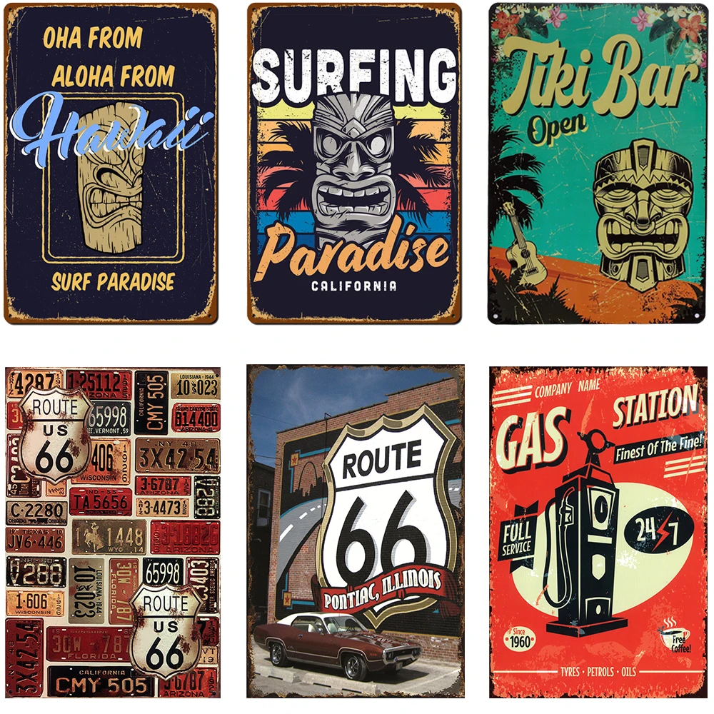 Vintage Metal Poster TiKi&Route 66 Retro Tin Sign Decor For Garage Bar Restaurant Iron Plates Classic Wall Art Plaque 30×20cm
Vintage Metal Poster TiKi&Route 66 Retro Tin Sign Decor For Garage Bar Restaurant Iron Plates Classic Wall Art Plaque 30×20cm
