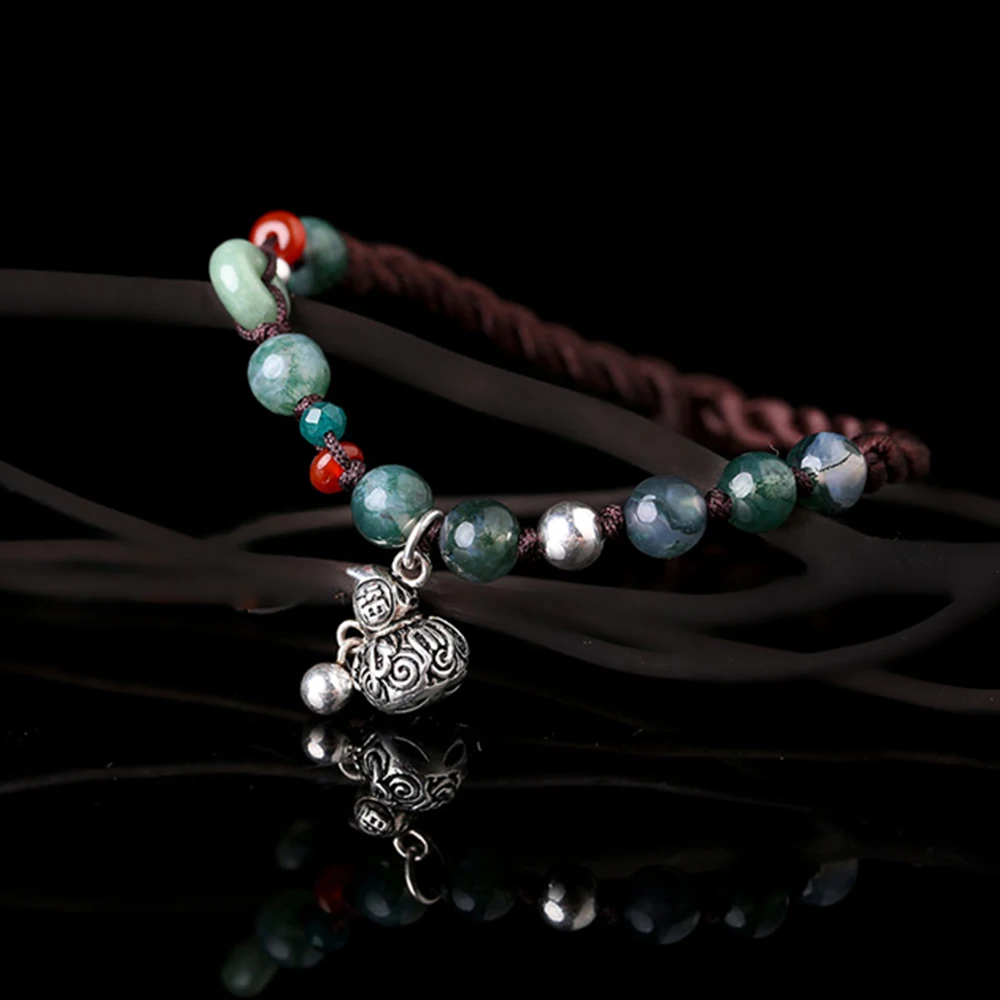 Agate Color Jade Hand-Woven Bracelet Female Emerald Natural Agate S925 Gourd Accessories Bracelet Simple Retro Bracelet Couple
Agate Color Jade Hand-Woven Bracelet Female Emerald Natural Agate S925 Gourd Accessories Bracelet Simple Retro Bracelet Couple