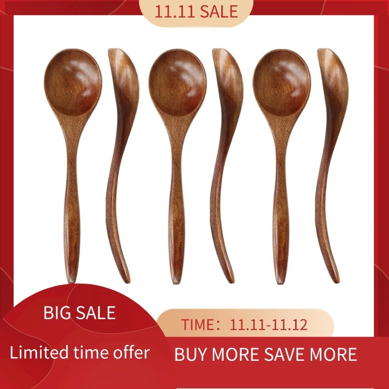 Wooden Spoons for Eating, 6 Pieces Natural Wood Eating Spoon, 7 Inch Eco-Friendly Handmade Teaspoon for Dinner, Salad Desserts,
Wooden Spoons for Eating, 6 Pieces Natural Wood Eating Spoon, 7 Inch Eco-Friendly Handmade Teaspoon for Dinner, Salad Desserts,