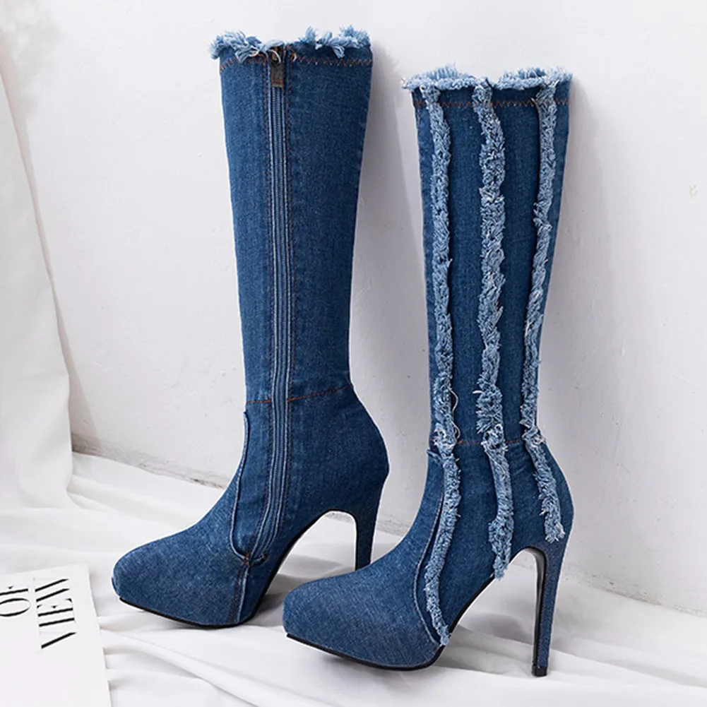 Sarairis New Design 2020 Spring Autumn Denim Shoes Woman Boots Female Zip Up Platform Sexy Thin High Heels Boots Ladies
Sarairis New Design 2020 Spring Autumn Denim Shoes Woman Boots Female Zip Up Platform Sexy Thin High Heels Boots Ladies