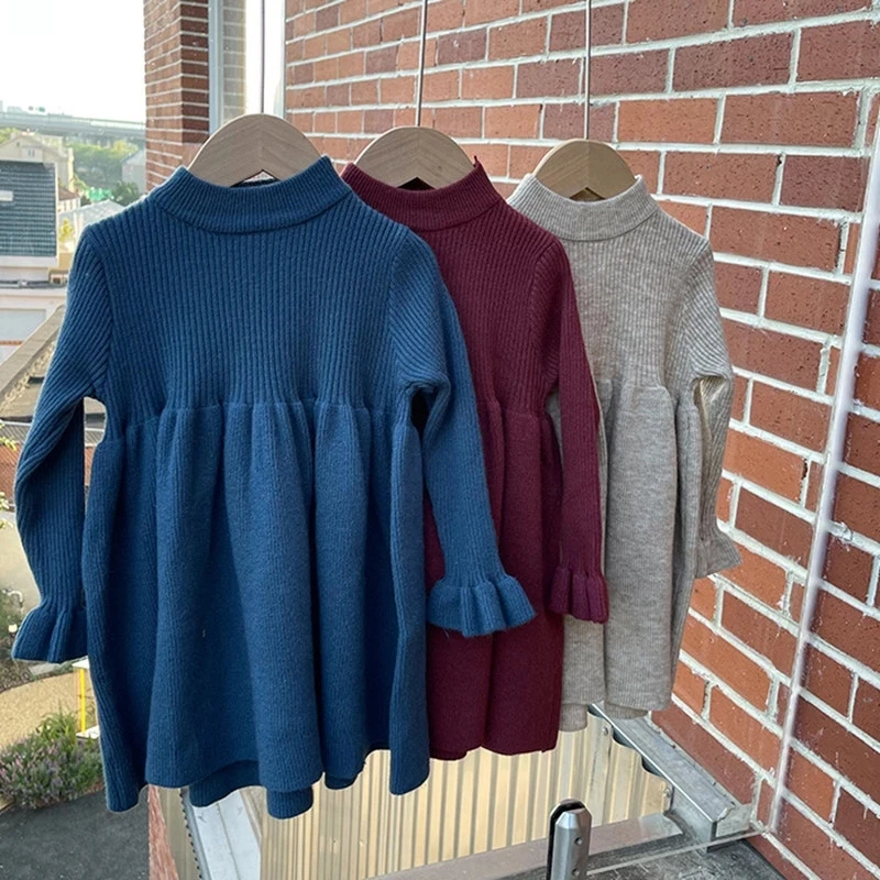 2021 New Winter Baby Girls Knitted Dresses Flare Sleeve Korean Style Solid Color Toddlers Kids Princess Dresses
2021 New Winter Baby Girls Knitted Dresses Flare Sleeve Korean Style Solid Color Toddlers Kids Princess Dresses