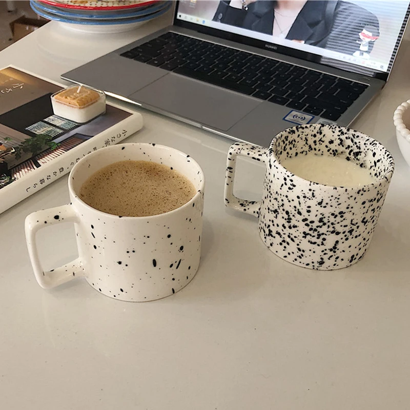 

Керамическая кружка в горошек с волнистыми чернилами, креативная чашка для кофе, молока, посуда для кофе, фарфоровая чайная чашка, чашка для ...
