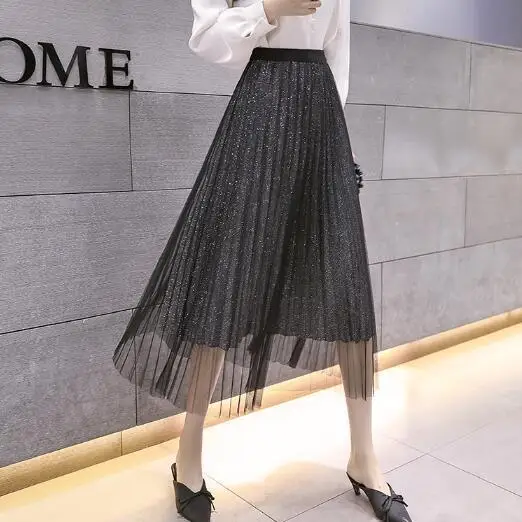 2021 New Summer Bright Flashing Mesh Skirt A-line Skirt High Waist Mid-length Pleated Skirt
2021 New Summer Bright Flashing Mesh Skirt A-line Skirt High Waist Mid-length Pleated Skirt