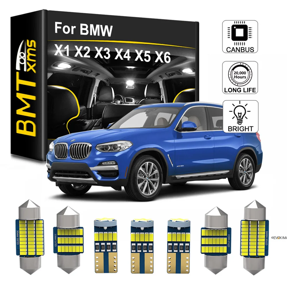 

BMTxms Car LED Interior Lights Canbus For BMW X1 E84 F48 X2 F39 X3 E83 F25 X4 F26 X5 E53 E70 F15 F85 X6 E71 E72 2003 2009 2018