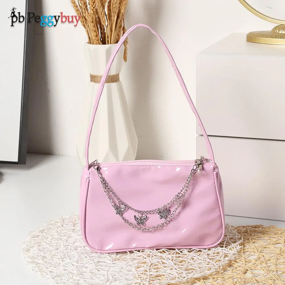 Vintage Women Butterfly Chain Patent PU Leather Shoulder Underarm Bag Ladies Casual Solid Color Small Purse Handbags 
Vintage Women Butterfly Chain Patent PU Leather Shoulder Underarm Bag Ladies Casual Solid Color Small Purse Handbags