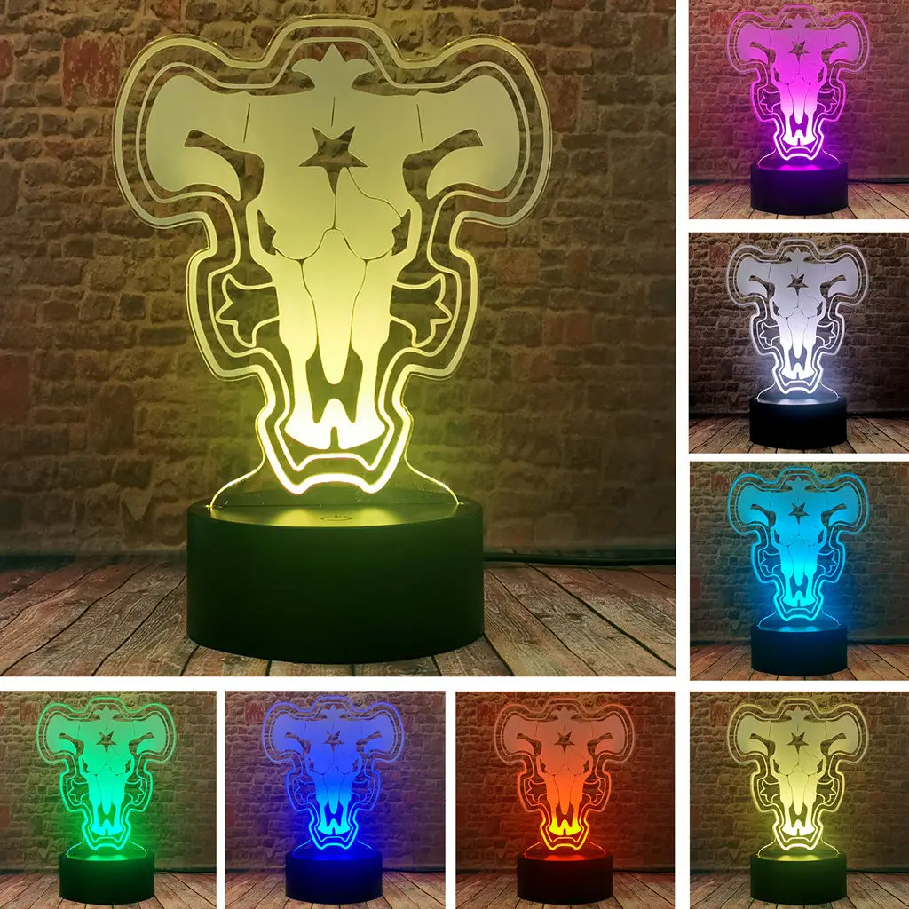 Black Clover Model 3D Illusion LED NightLight 7 Colors Changing Sleeping Lamp Yami Cartoon Figruas Toys Kids
Black Clover Model 3D Illusion LED NightLight 7 Colors Changing Sleeping Lamp Yami Cartoon Figruas Toys Kids