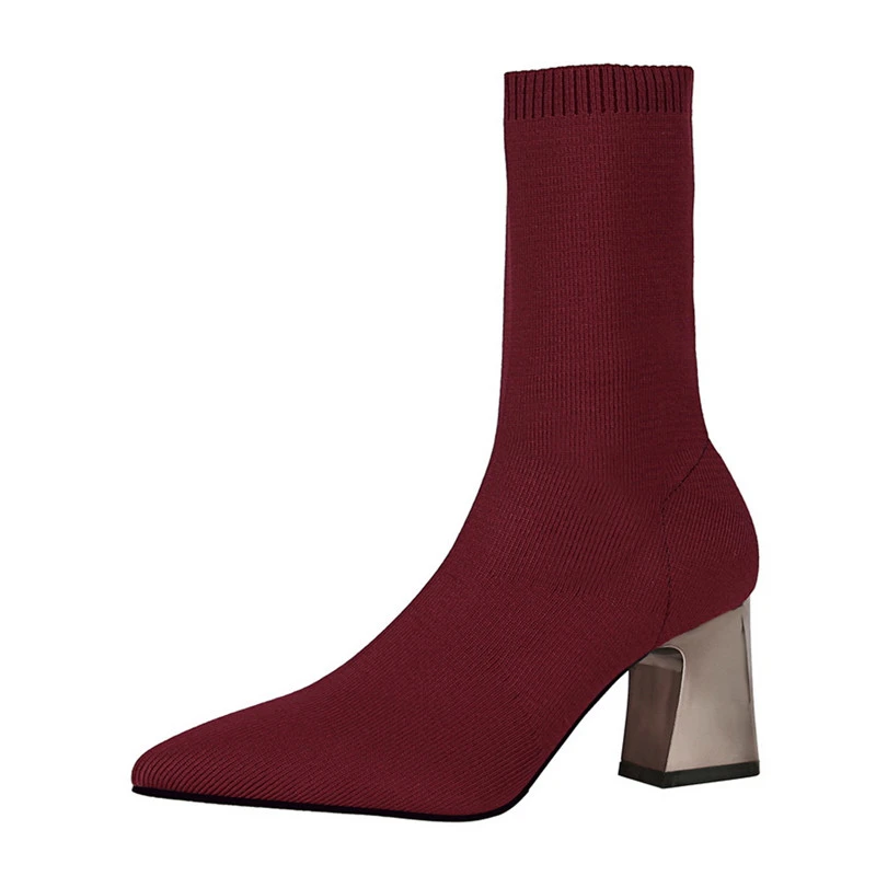 Elastic Sock Boots With Heel Stretch Boots Sock Heels Autumn Knitting Boot Lady Mid-calf Boot Women Black Beige botas mujer
Elastic Sock Boots With Heel Stretch Boots Sock Heels Autumn Knitting Boot Lady Mid-calf Boot Women Black Beige botas mujer