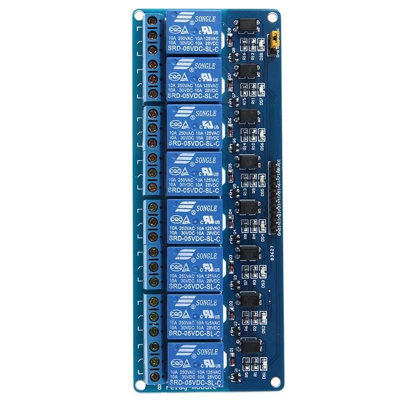 Relay Module 8 Channel 5V Active Low Relay Module Board for Arduino PIC AVR MCU DSP ARM
Relay Module 8 Channel 5V Active Low Relay Module Board for Arduino PIC AVR MCU DSP ARM