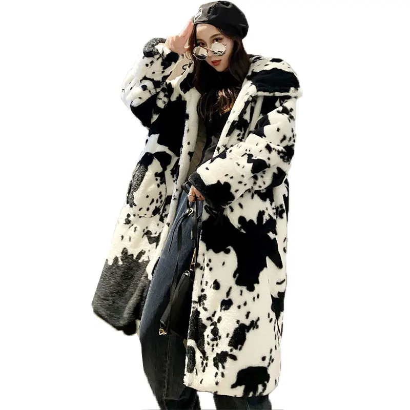 

Зимнее меховое пальто OIMG, Новая женская ветровка, длинное пальто с подбором цветов из искусственного меха, женское свободное плотное теплое...