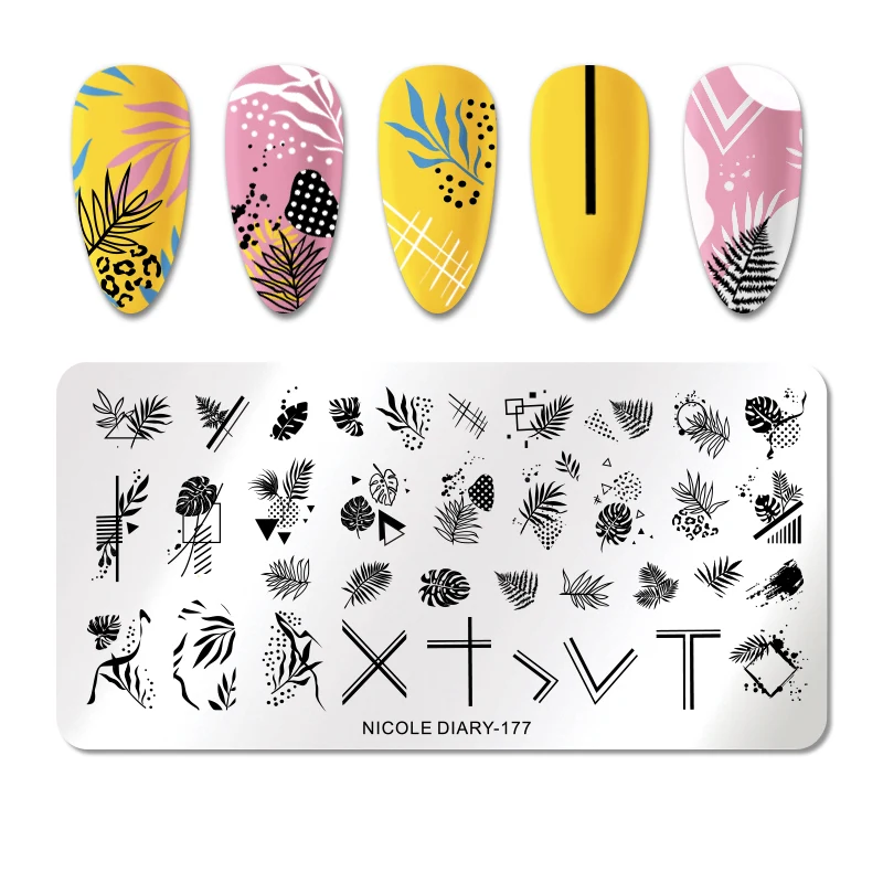 NICOLE DIARY Big Size Nail Stamping Plate Leaf Flower Palm Tree Stamp Image Templates Print Nail Art Stencil Plate Nails Tool
NICOLE DIARY Big Size Nail Stamping Plate Leaf Flower Palm Tree Stamp Image Templates Print Nail Art Stencil Plate Nails Tool