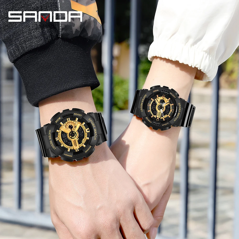 Fashion Sanda Top Brand Wrist Watches Men Lady Military Army G Style Sport wristwatch Dual Display Male Couples Clock Waterproof
Fashion Sanda Top Brand Wrist Watches Men Lady Military Army G Style Sport wristwatch Dual Display Male Couples Clock Waterproof