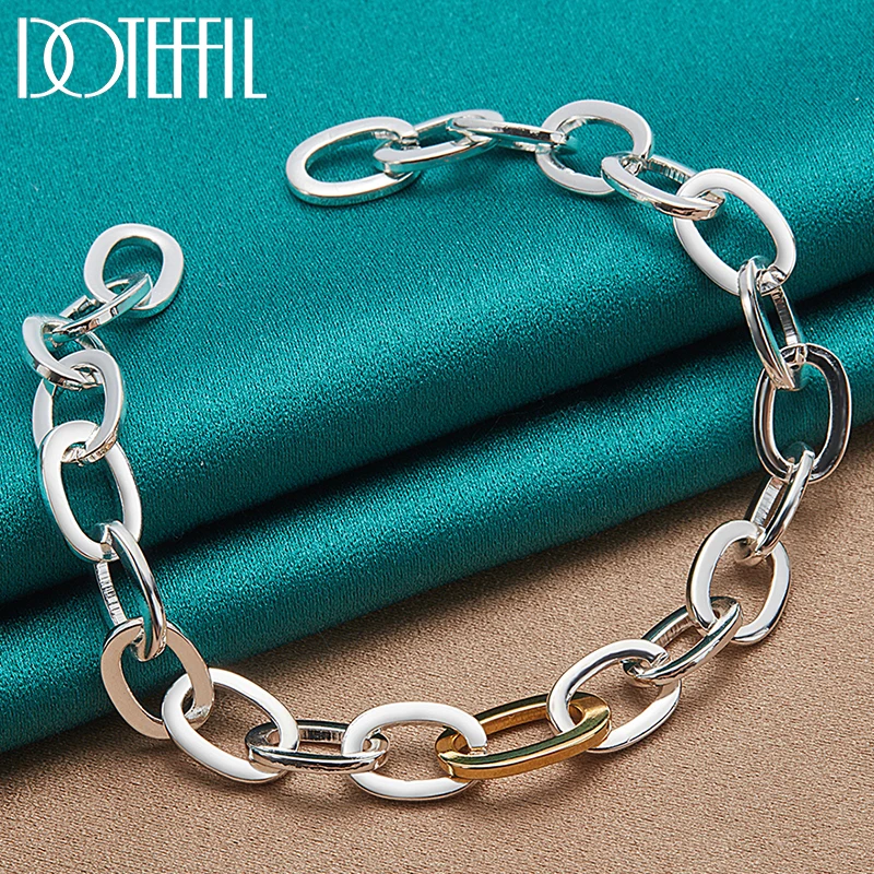 DOTEFFIL 925 Sterling Silver Gold Chain Ring Circle Bracelet For Woman Man Charm Wedding Engagement Party Fashion Jewelry
DOTEFFIL 925 Sterling Silver Gold Chain Ring Circle Bracelet For Woman Man Charm Wedding Engagement Party Fashion Jewelry